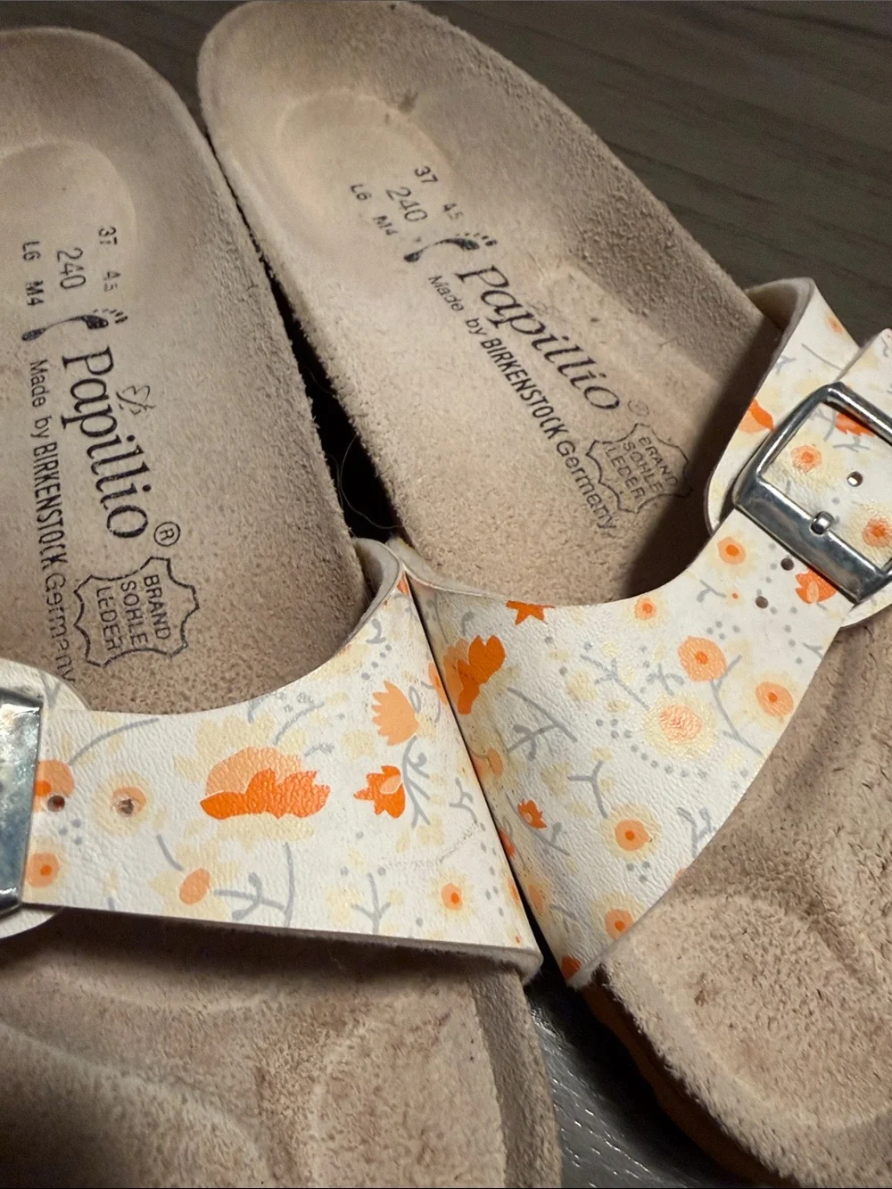 Papillio Women’s Floral Orange Print Slide Sandals